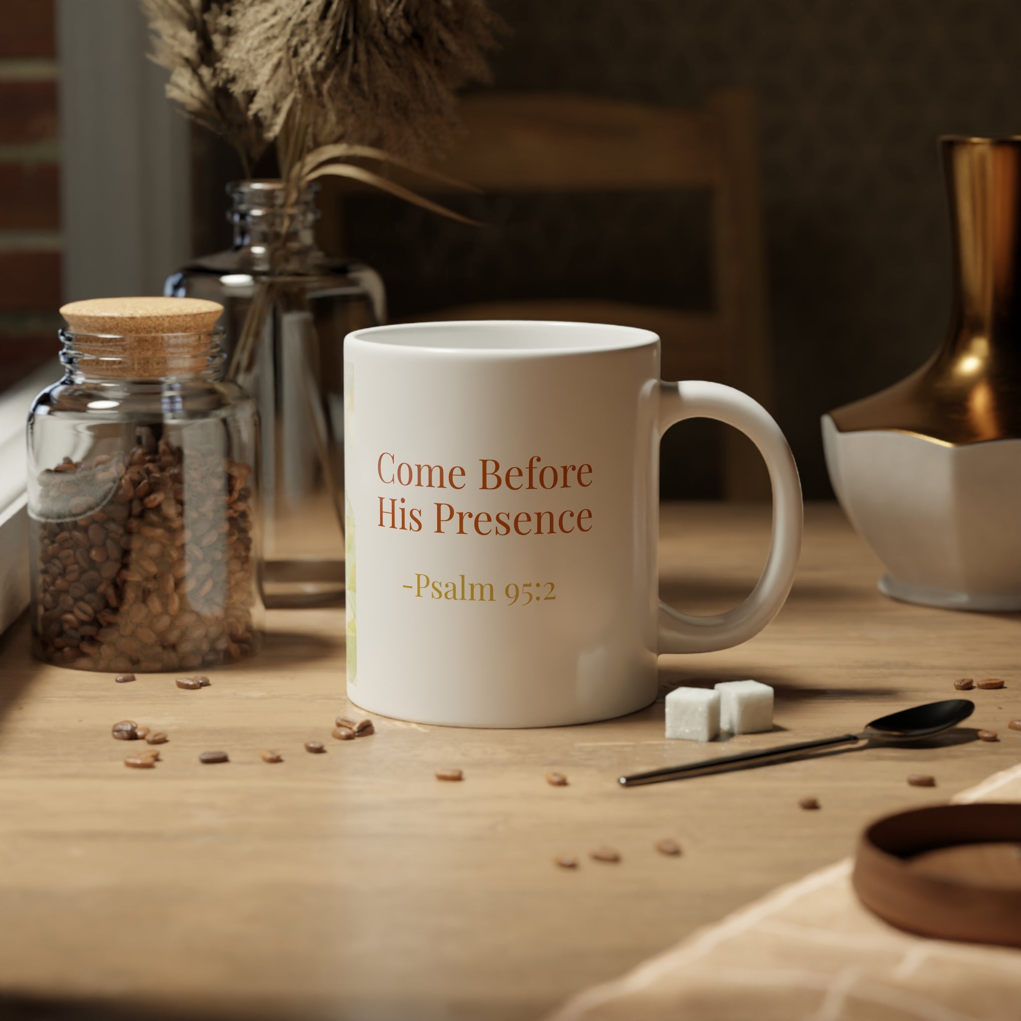 Psalm 95:2 Come before his presence autumn graphic Jumbo Mug-20oz
