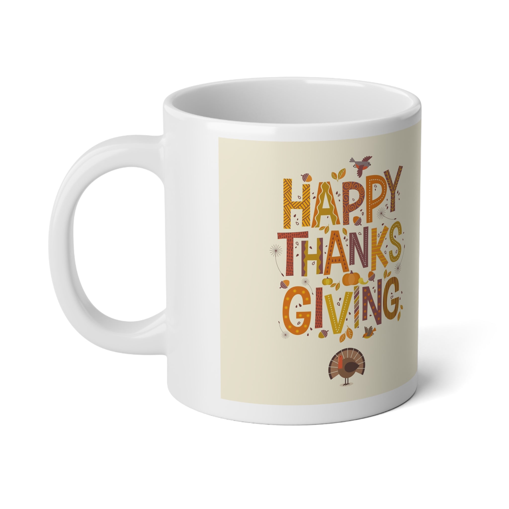Psalm 107:1 Give thanks Happy Thanksgiving cascading leaves Jumbo Mug-20oz