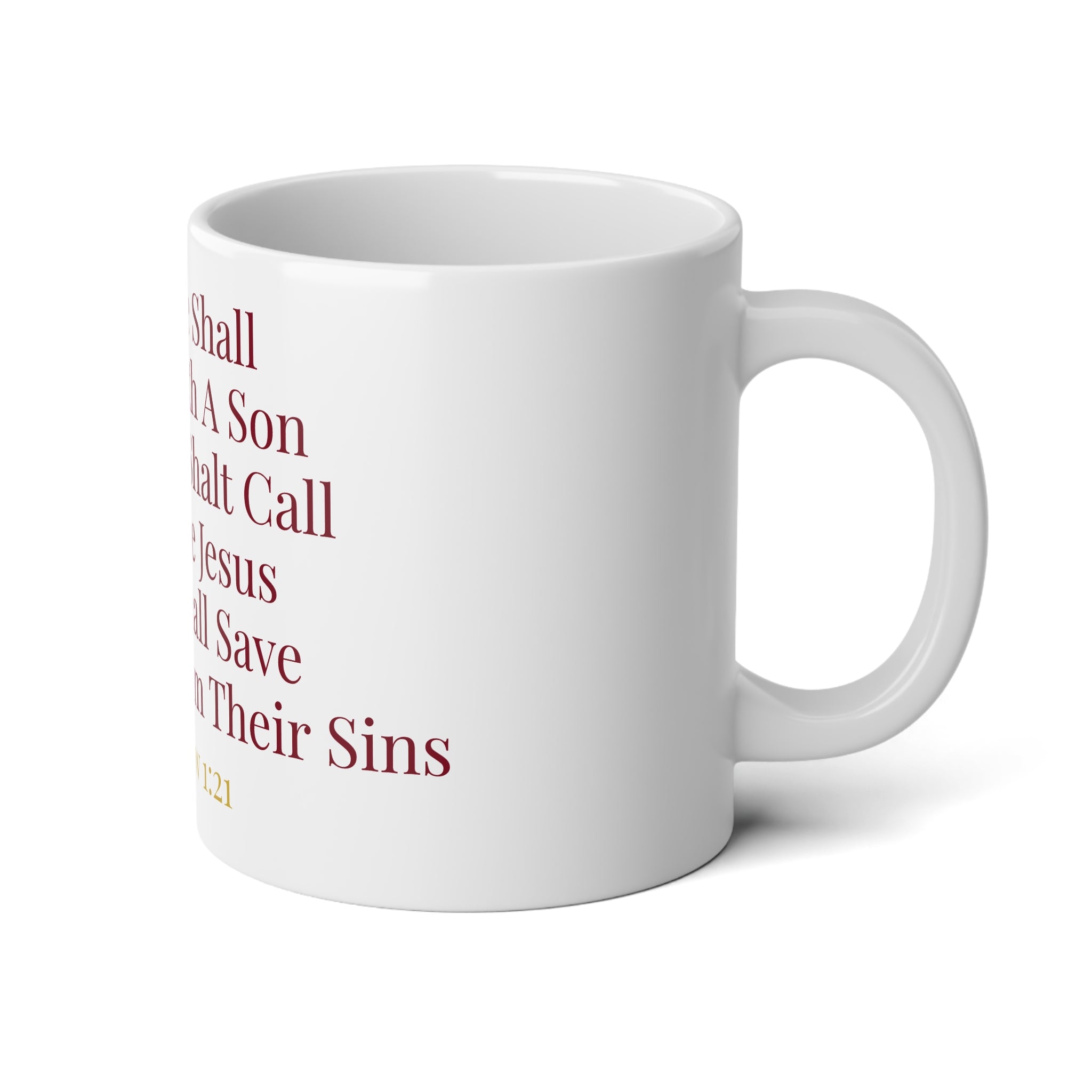 Matthew 1:21 Savior Is Born Christmas Scripture Jumbo Mug – 20oz