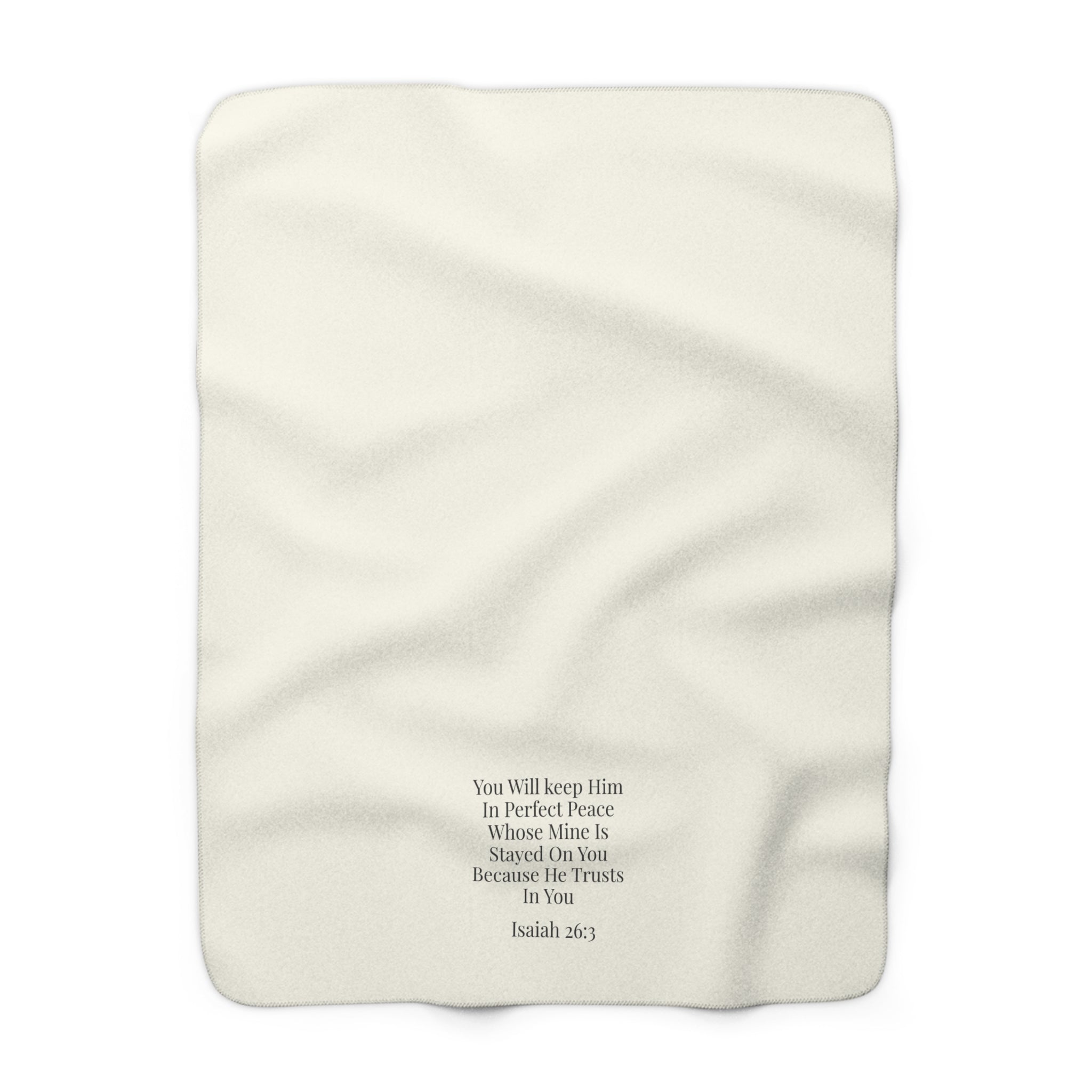Isaiah 26:3 Perfect Peace Sherpa Fleece Blanket – Luxury Oatmeal Cream Accent