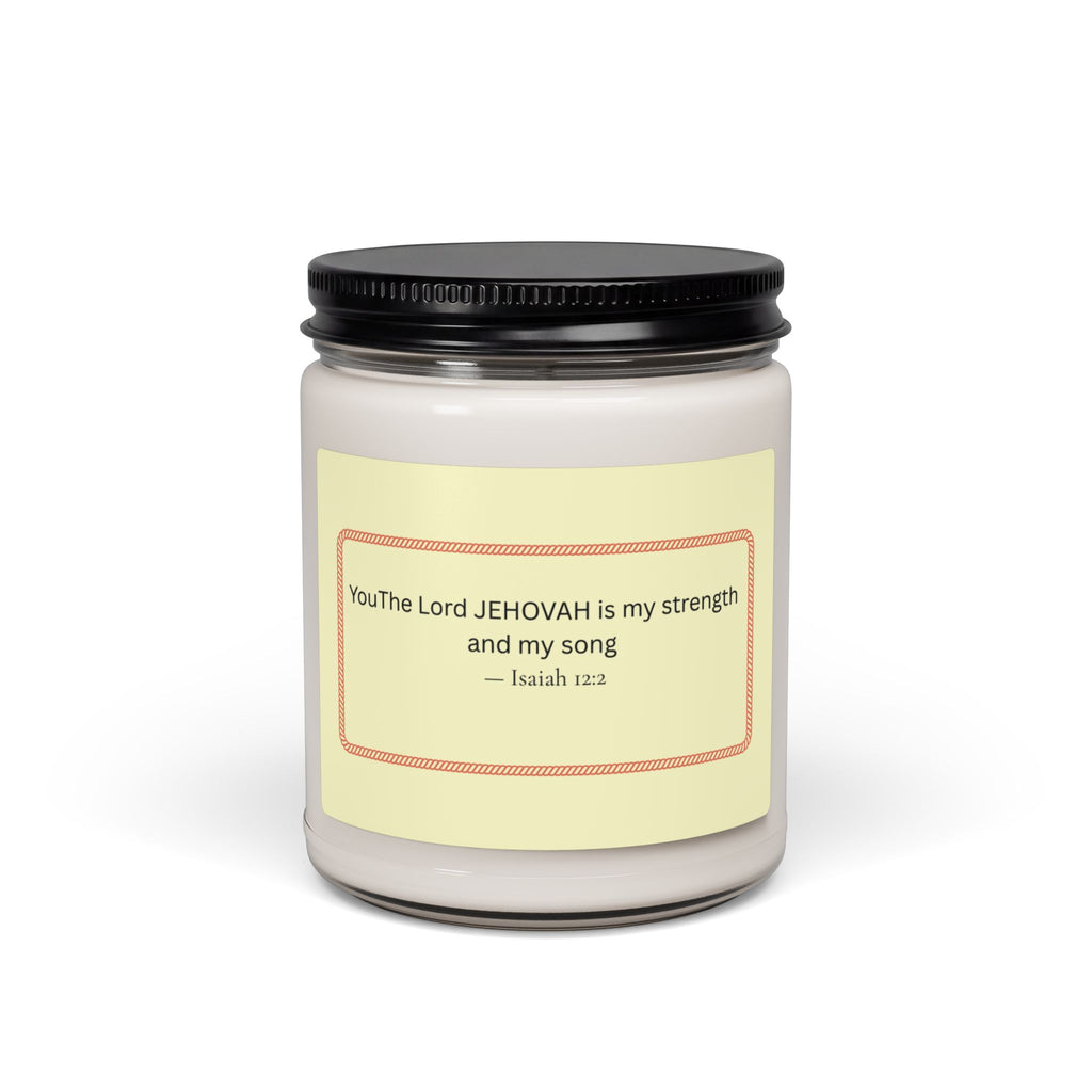 Jehovah is My Strength candle Scented Soy Candle, 9oz | Isaiah 12:2 scripture jar