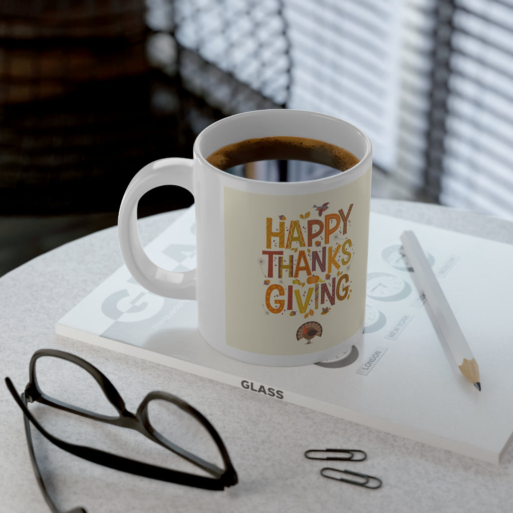 Psalm 107:1 Give thanks Happy Thanksgiving cascading leaves Jumbo Mug-20oz