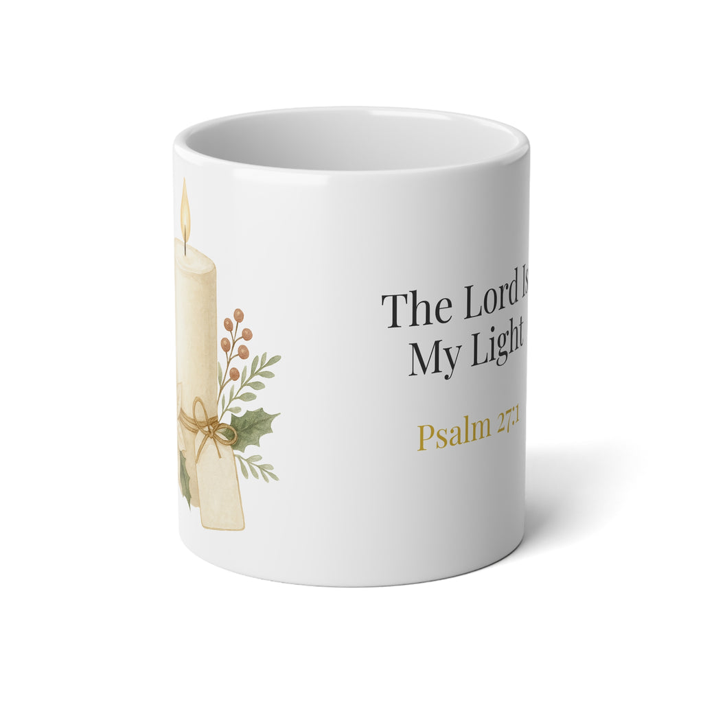 Psalm 27:1 The Lord is my light Christmas candle Jumbo Mug-20oz