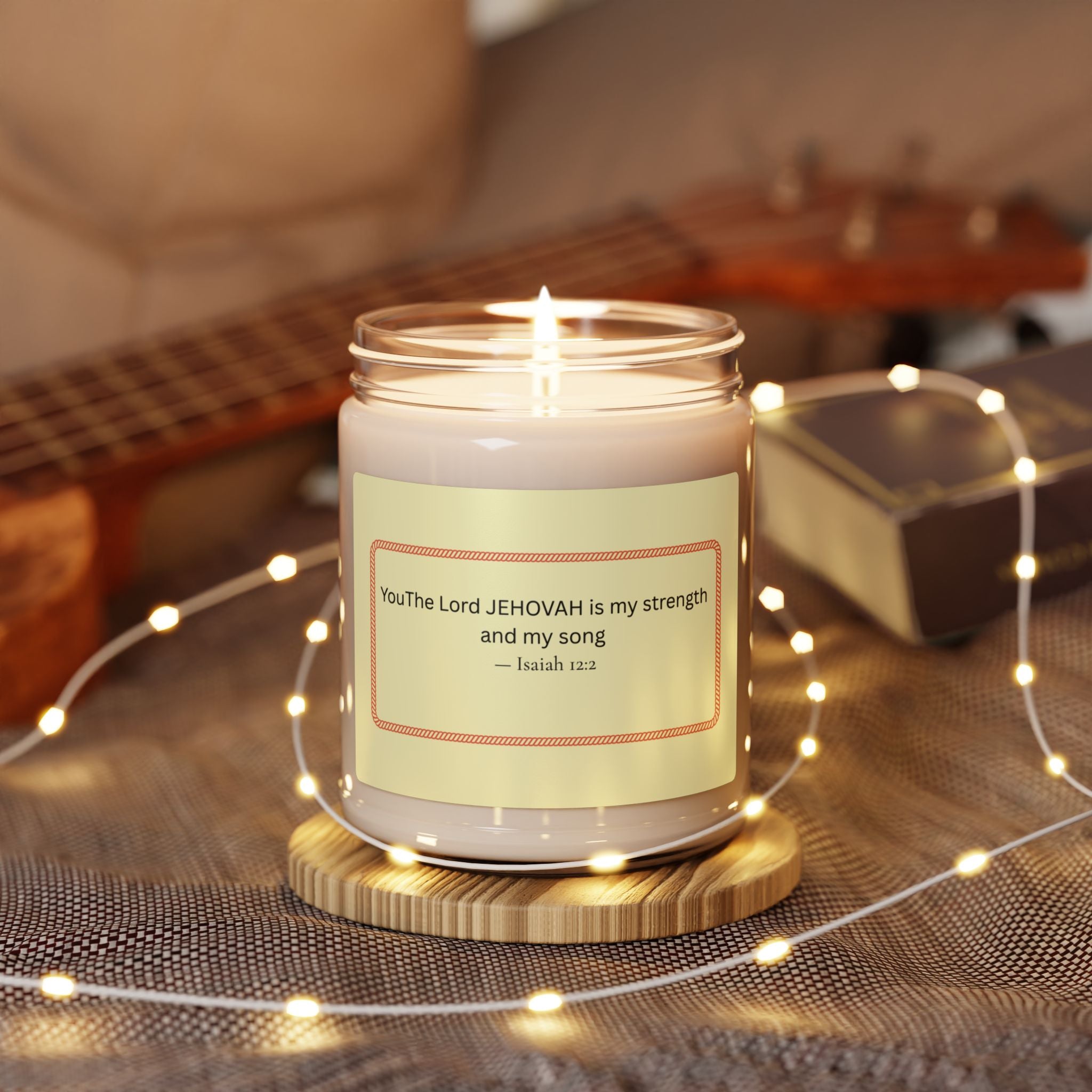 Jehovah is My Strength candle Scented Soy Candle, 9oz | Isaiah 12:2 scripture jar