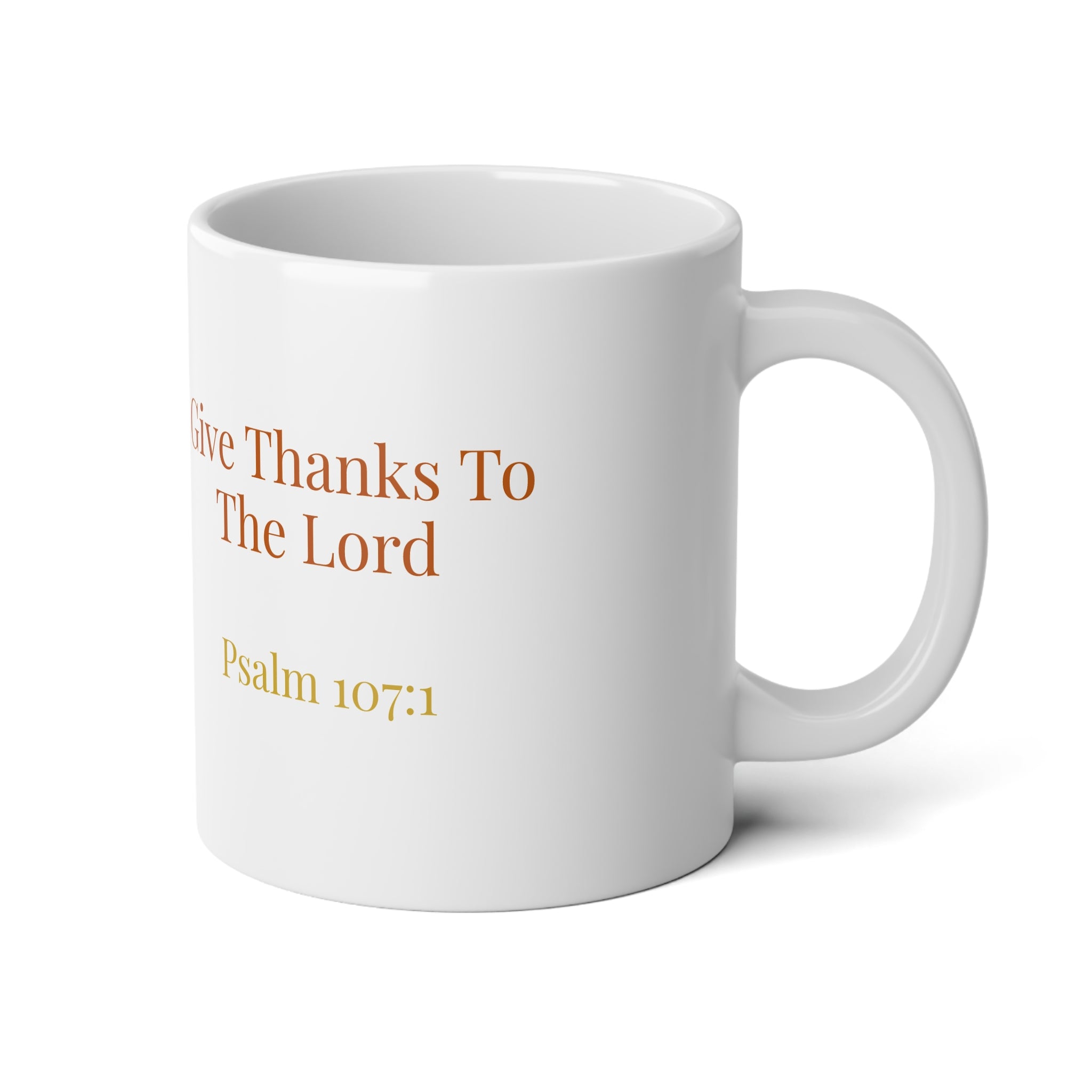 Psalm 107:1 Give thanks Happy Thanksgiving cascading leaves Jumbo Mug-20oz