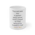 Isaiah 26:3 Ceramic Mug — Trust in Thee Inspirational Bible Verse Coffee Cup