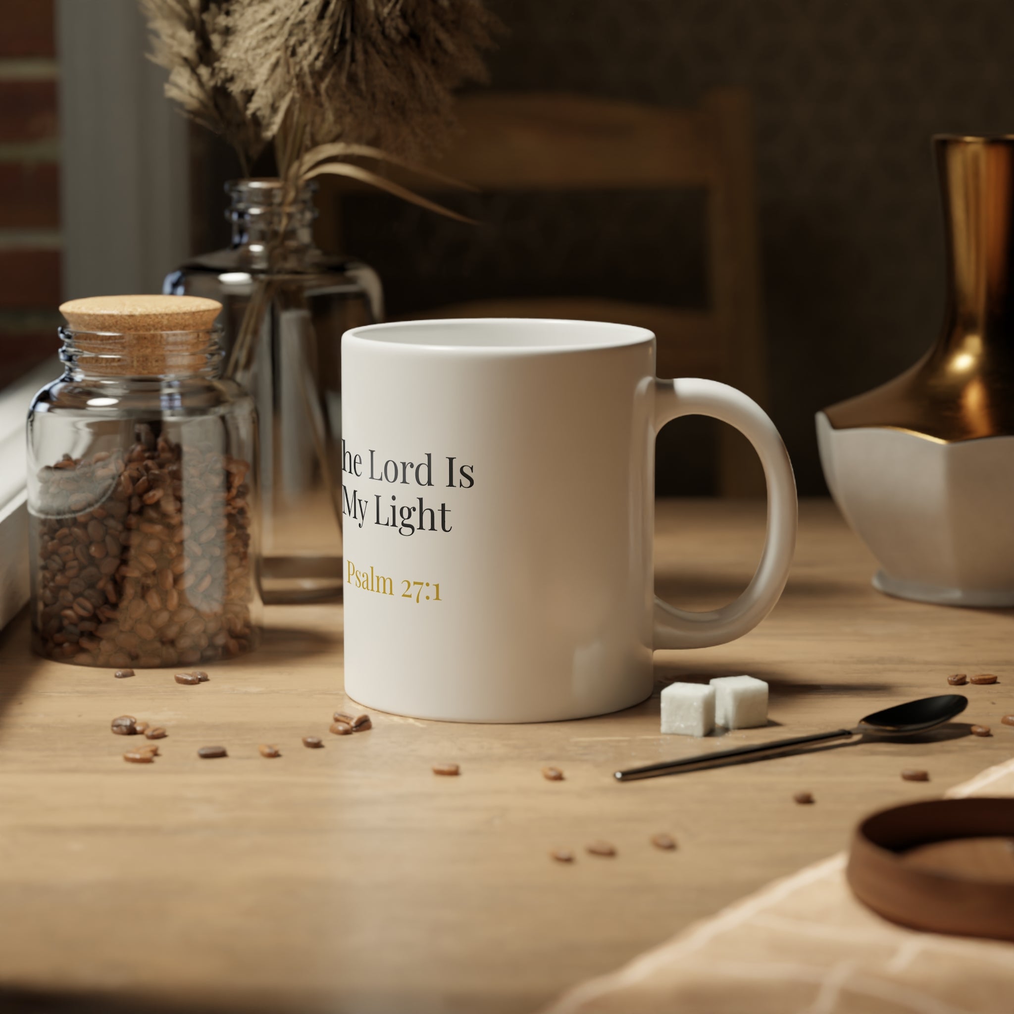 Psalm 27:1 The Lord is my light Christmas candle Jumbo Mug-20oz