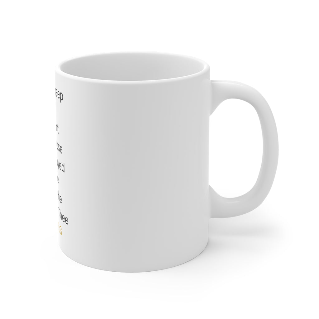 Isaiah 26:3 Ceramic Mug — Trust in Thee Inspirational Bible Verse Coffee Cup