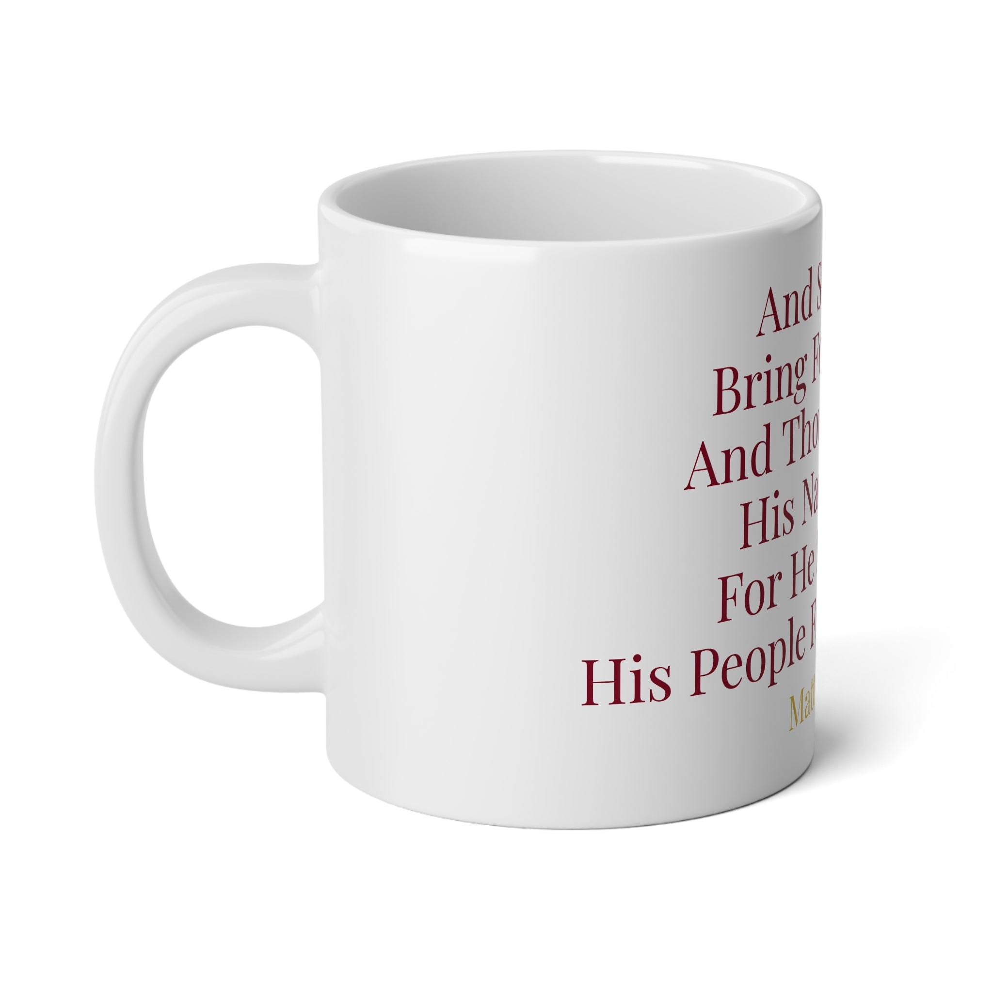 Matthew 1:21 Savior Is Born Christmas Scripture Jumbo Mug – 20oz