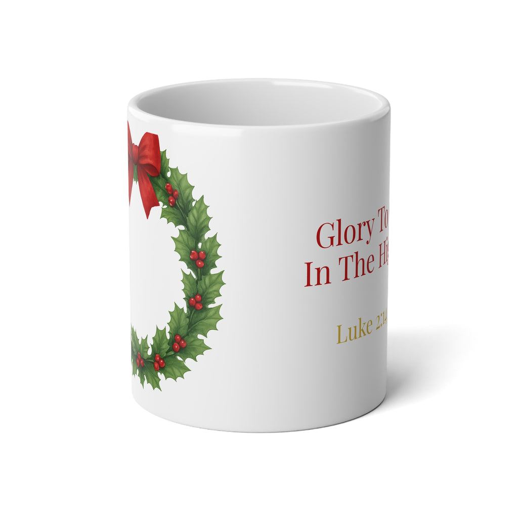 Luke 2:14 Glory to God Christmas wreath Jumbo Mug-20oz