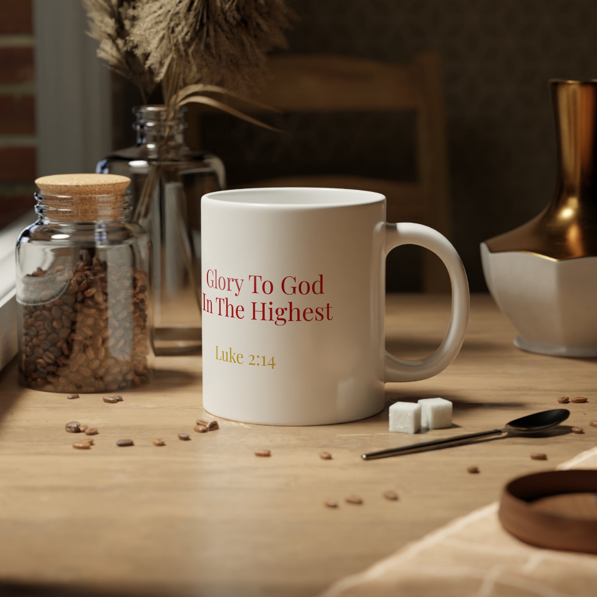 Luke 2:14 Glory to God Christmas wreath Jumbo Mug-20oz
