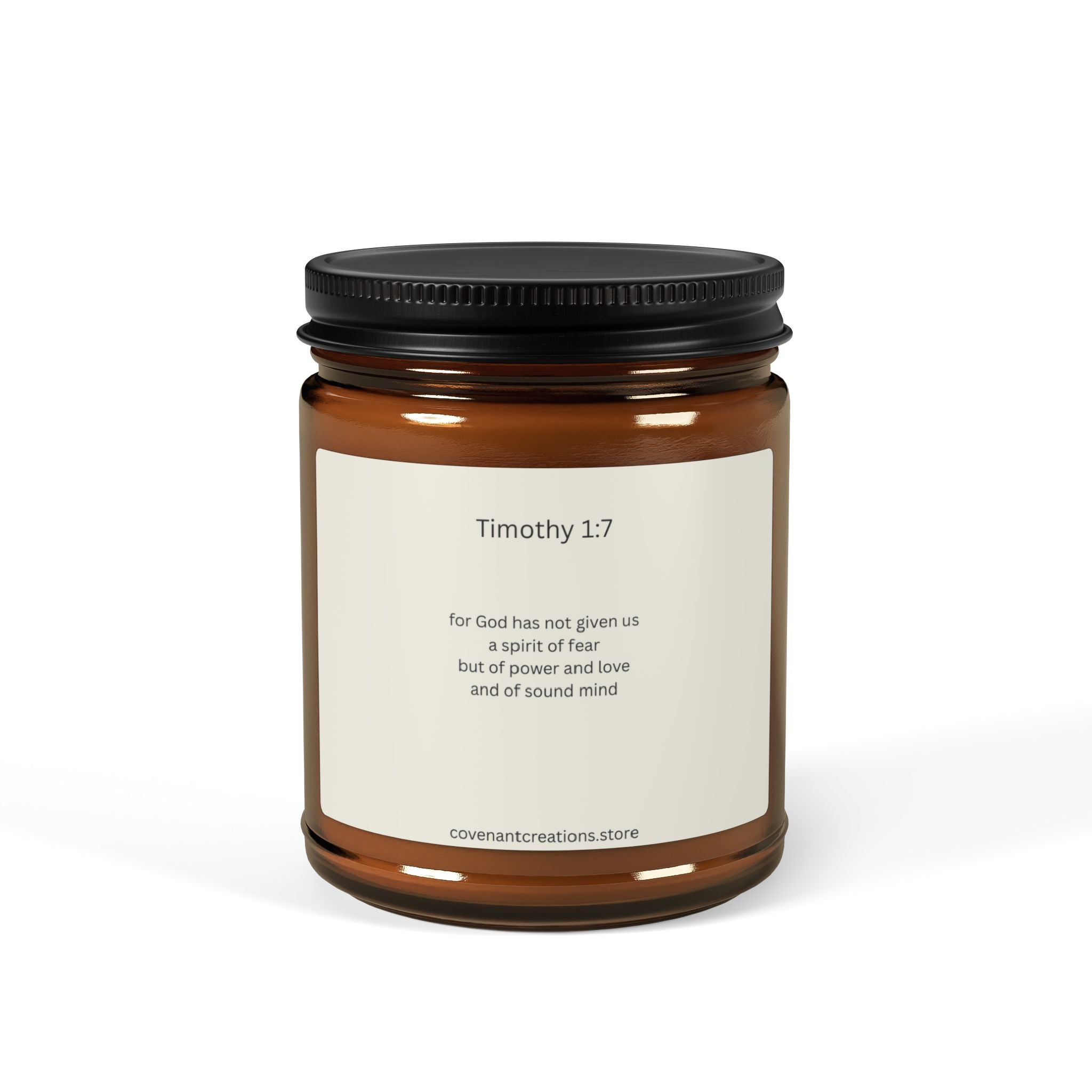 2 Timothy 1:7 Scripture Scented Soy Candle - Amber Jar
