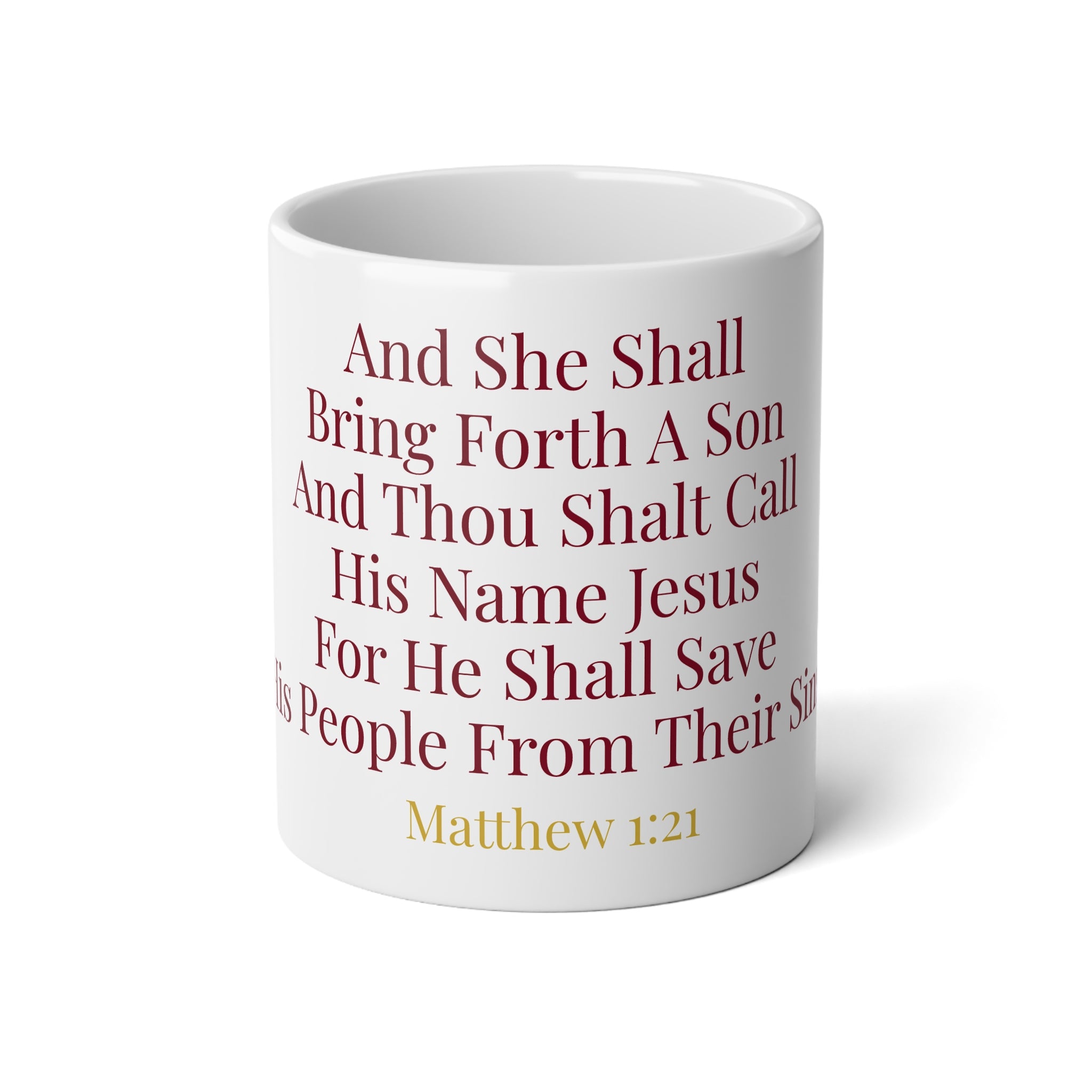 Matthew 1:21 Savior Is Born Christmas Scripture Jumbo Mug – 20oz