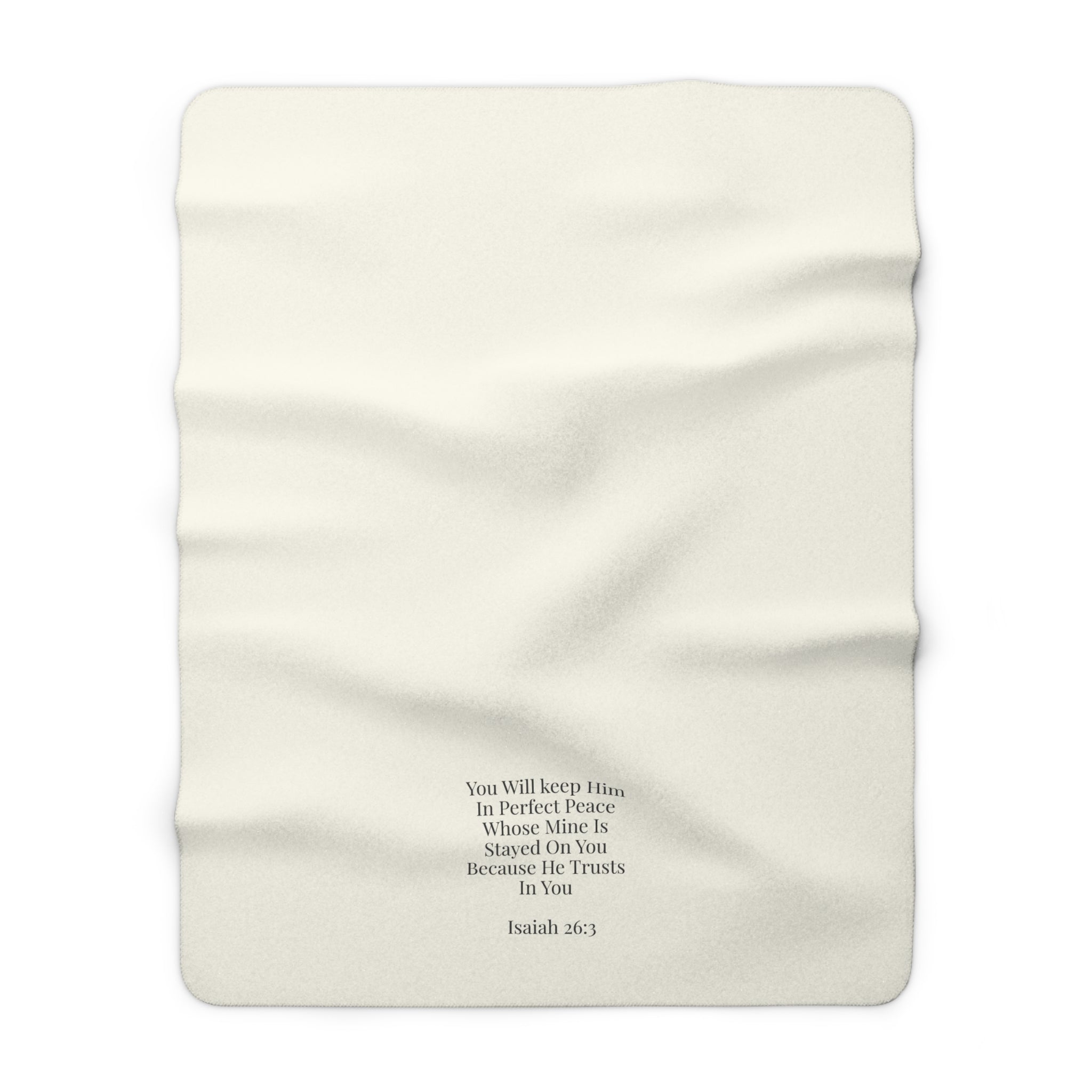 Isaiah 26:3 Perfect Peace Sherpa Fleece Blanket – Luxury Oatmeal Cream Accent
