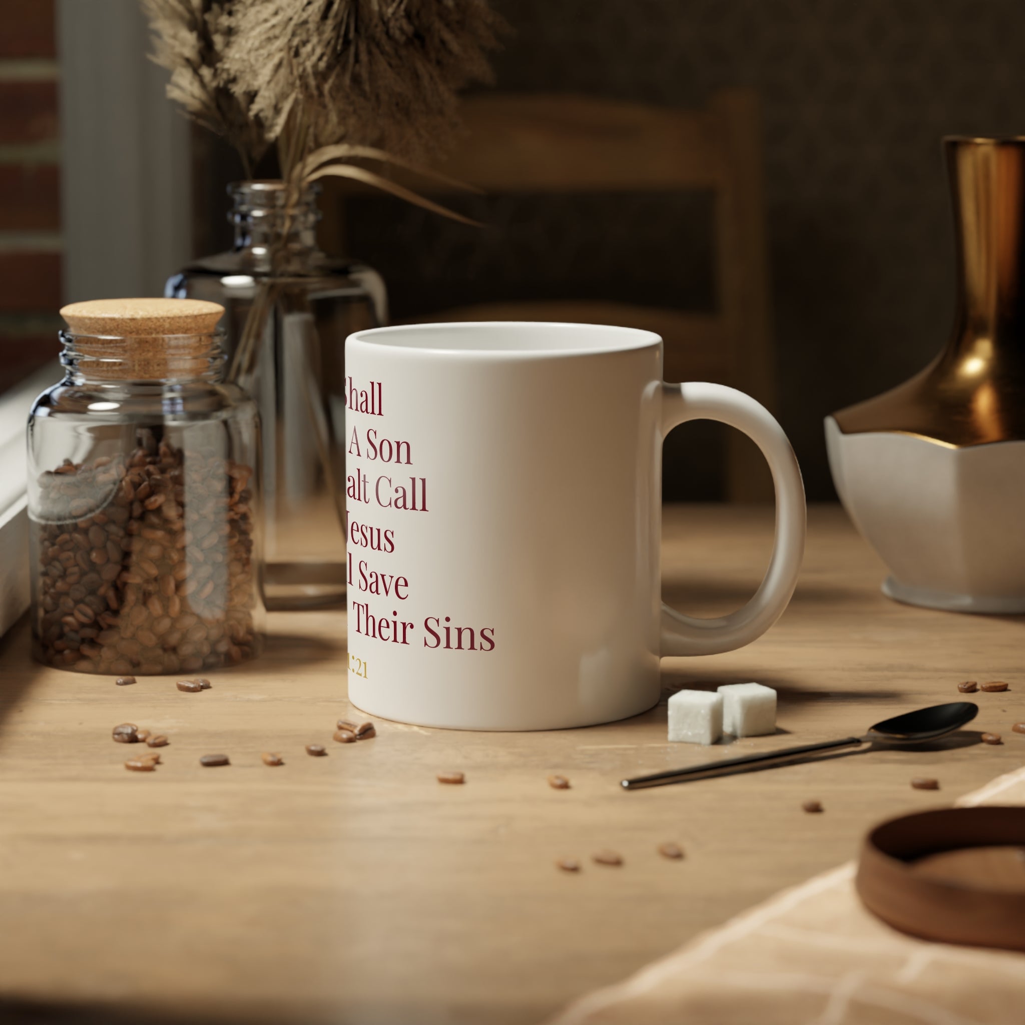 Matthew 1:21 Savior Is Born Christmas Scripture Jumbo Mug – 20oz