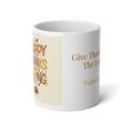 Psalm 107:1 Give thanks Happy Thanksgiving cascading leaves Jumbo Mug-20oz