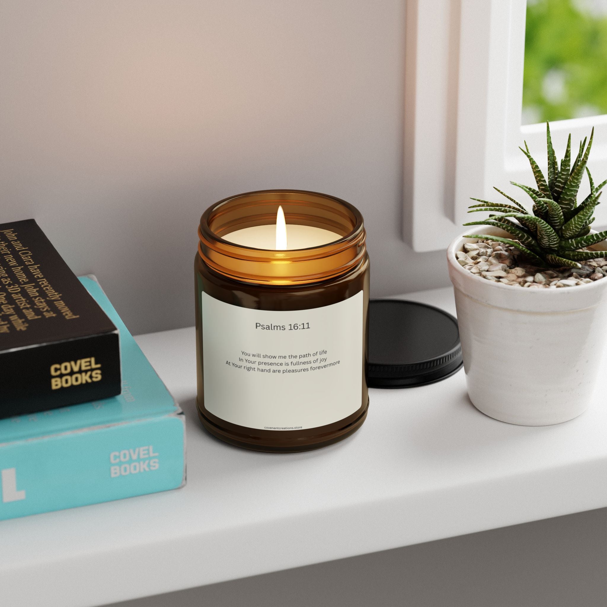 Psalms 16:11 Scripture Scented Soy Candle - Amber Jar