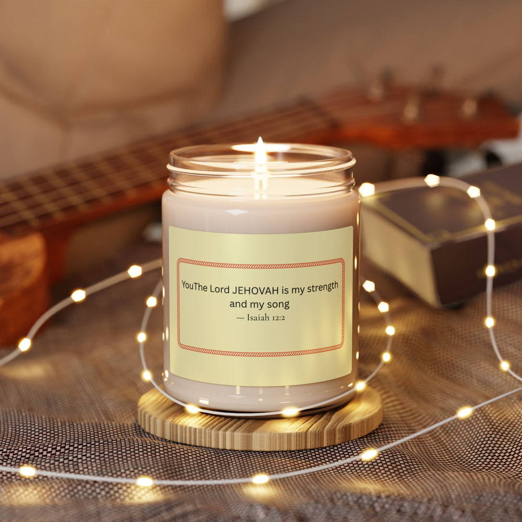 Jehovah is My Strength candle Scented Soy Candle, 9oz | Isaiah 12:2 scripture jar