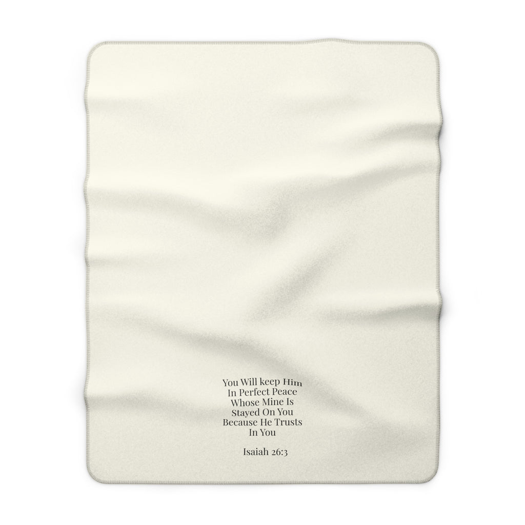 Isaiah 26:3 Perfect Peace Sherpa Fleece Blanket – Luxury Oatmeal Cream Accent