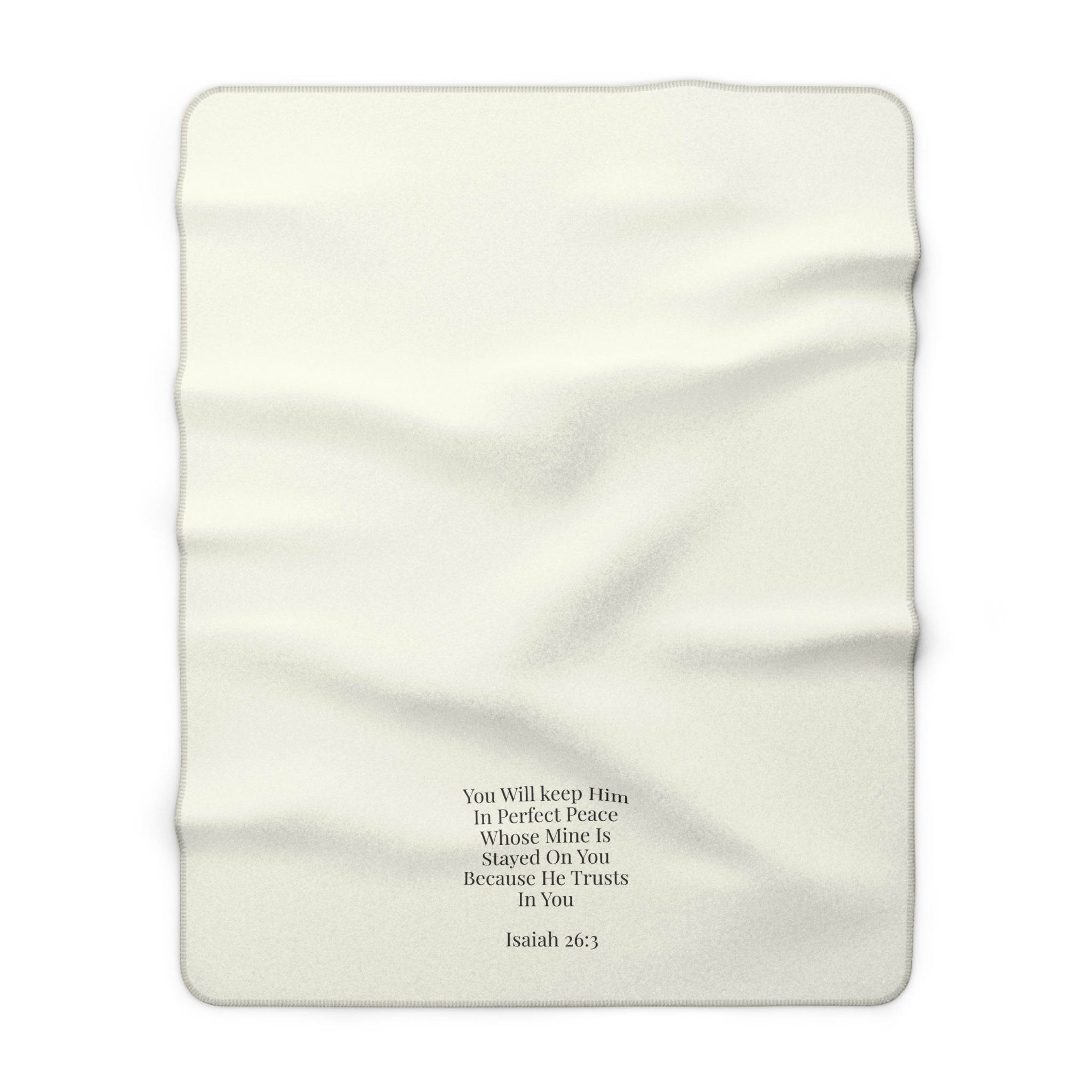 Isaiah 26:3 Perfect Peace Sherpa Fleece Blanket – Luxury Oatmeal Cream Accent