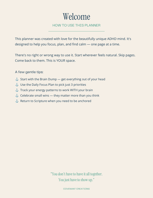 ADHD Digital Planner: Mindful & Anchored
