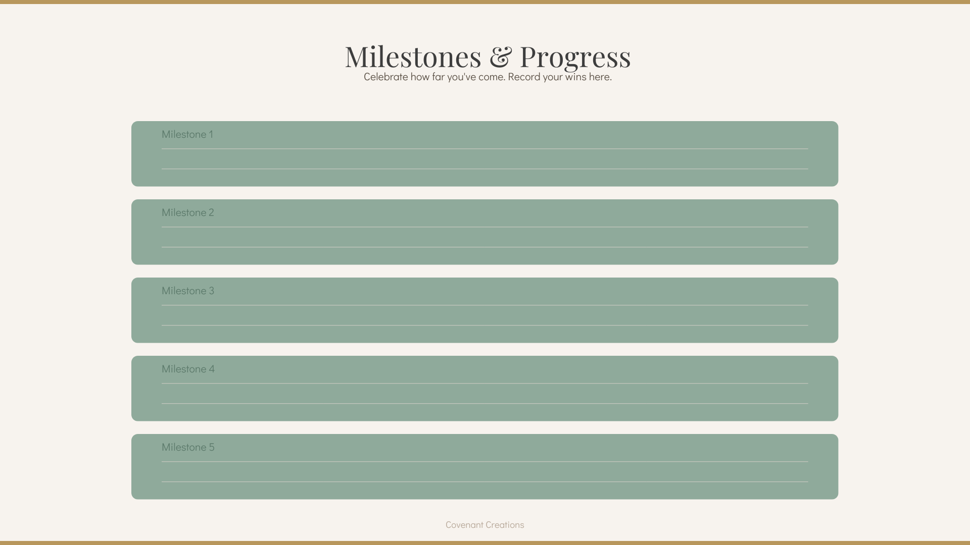 Premium Milestones & Progress Celebration Tracker – Instant Single-Page PDF Download