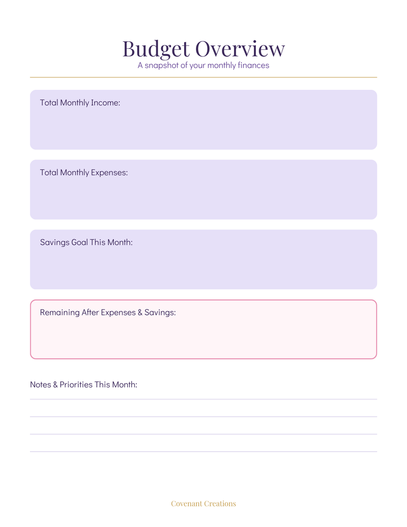 Budget & Finance Planner – Instant PDF Download