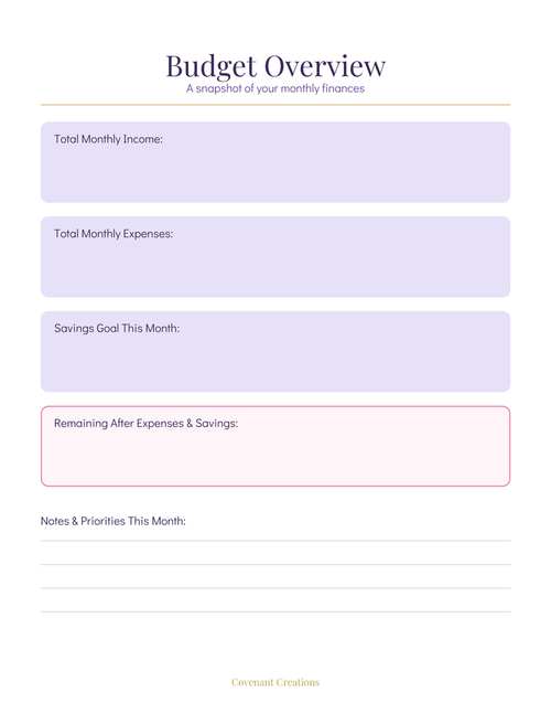 Budget & Finance Planner – Instant PDF Download