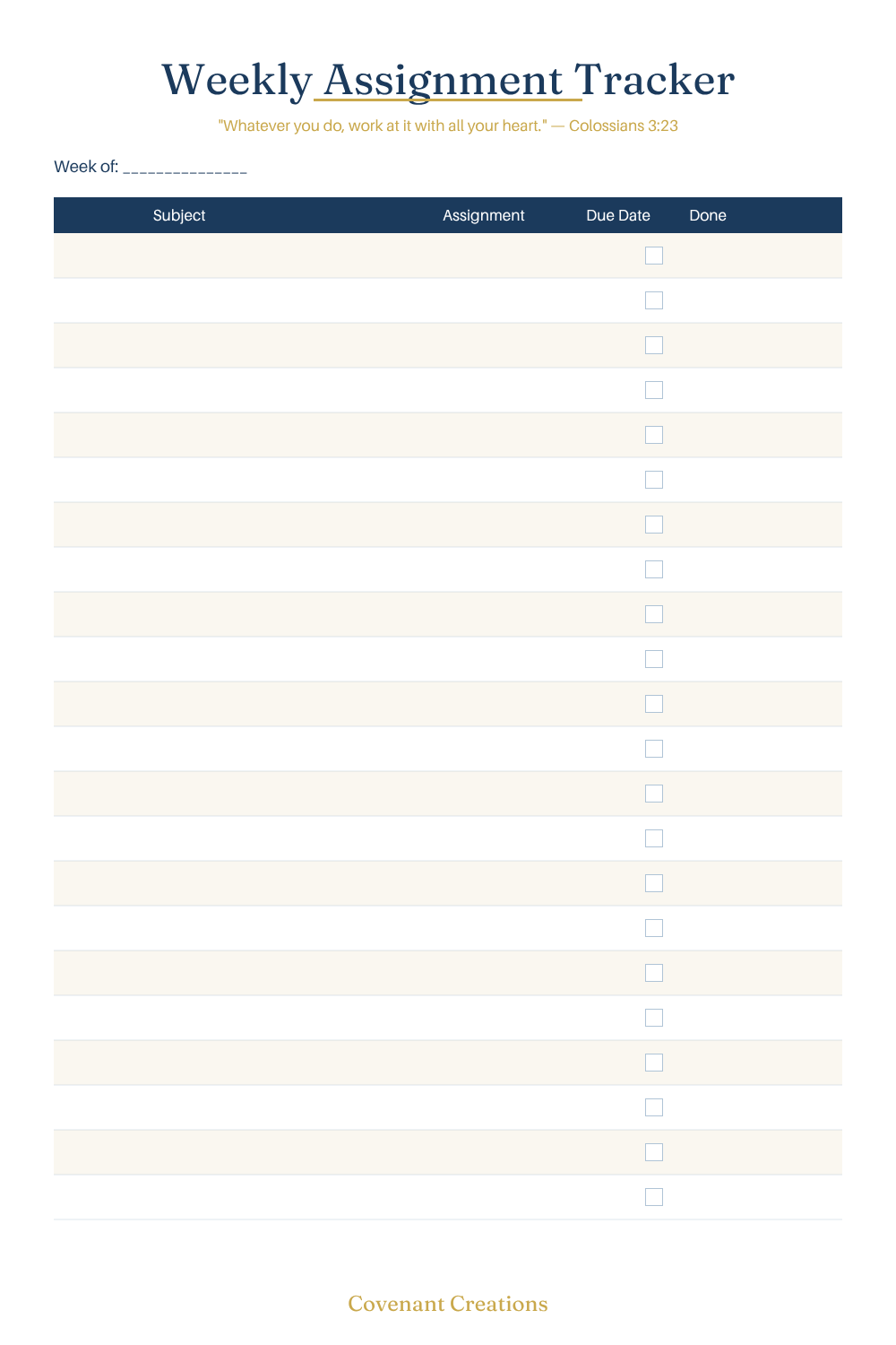 Faithful Student Planner - Christian Academic Organizer for College & High School Students (18-Page Printable PDF)