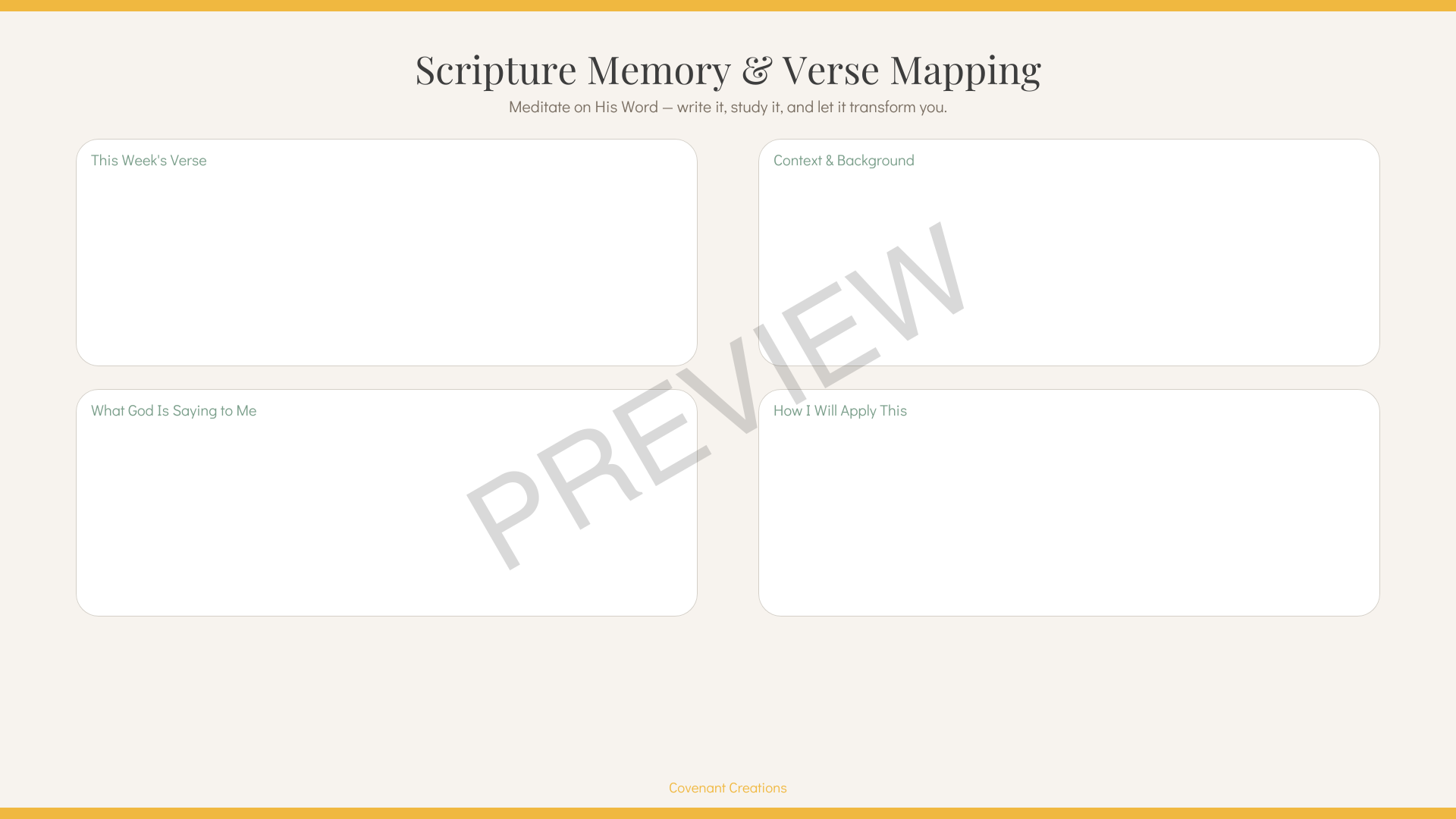 Scripture Memory & Verse Mapping Block | Digital Bible Study Worksheet PDF | Covenant Creations
