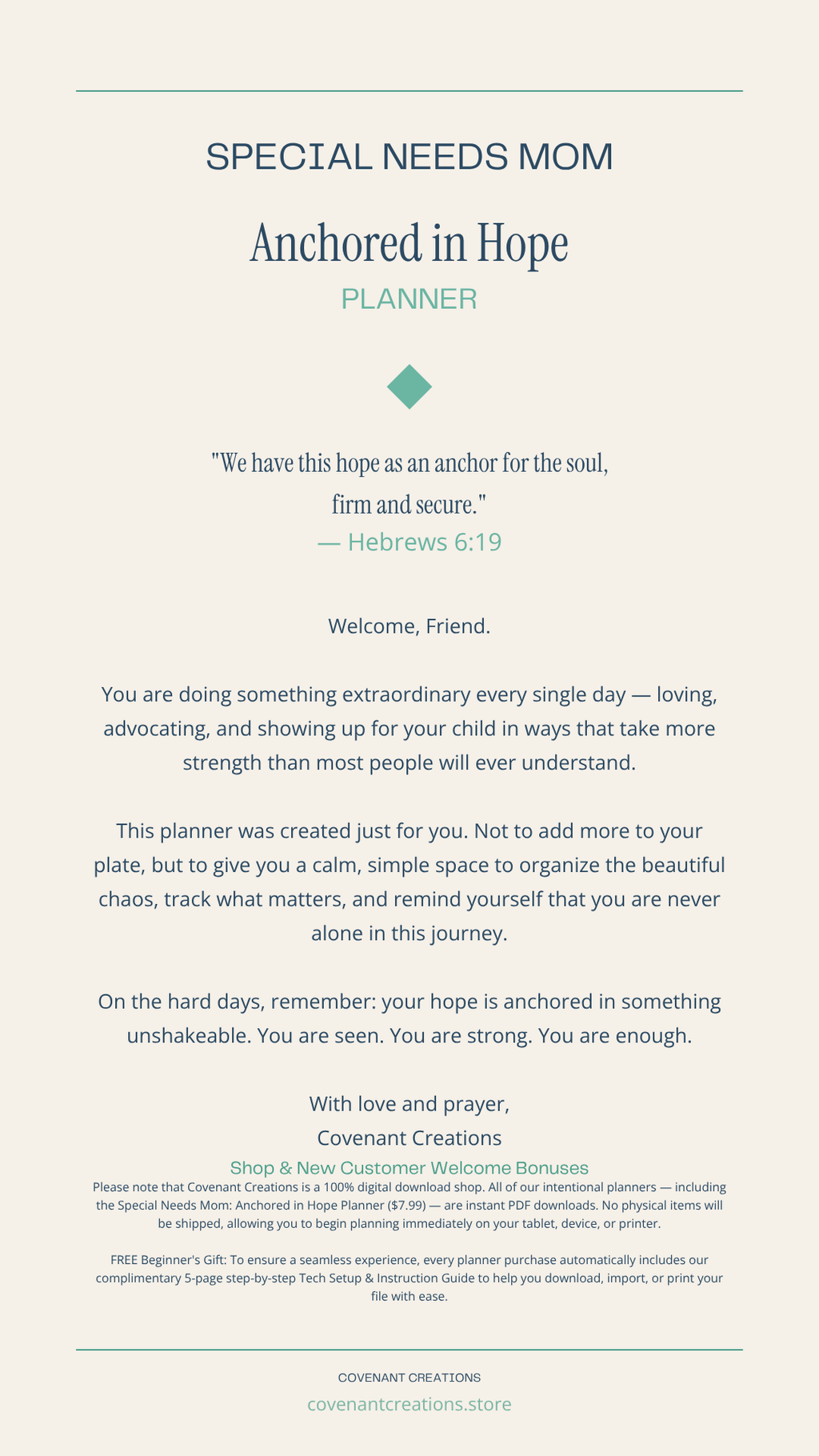 Special Needs Mom: Anchored in Hope Planner