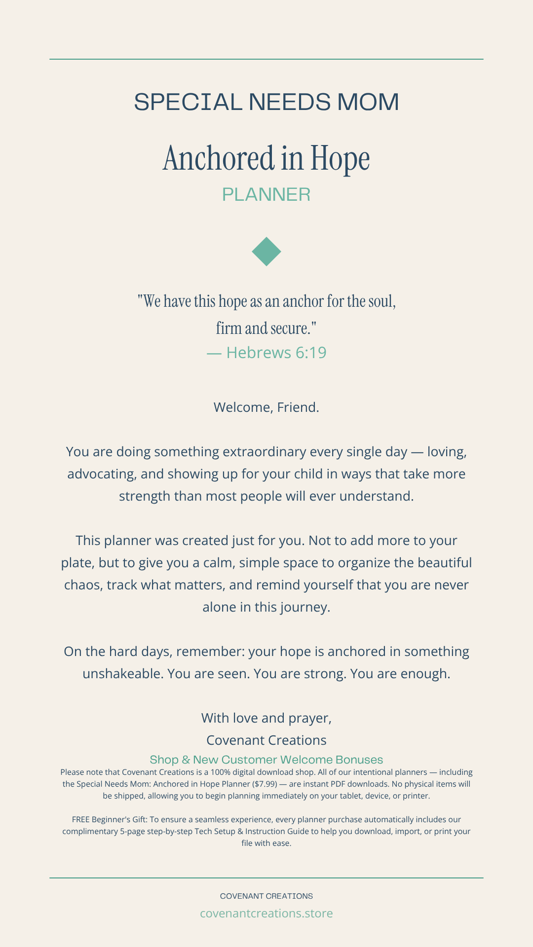 Special Needs Mom: Anchored in Hope Planner
